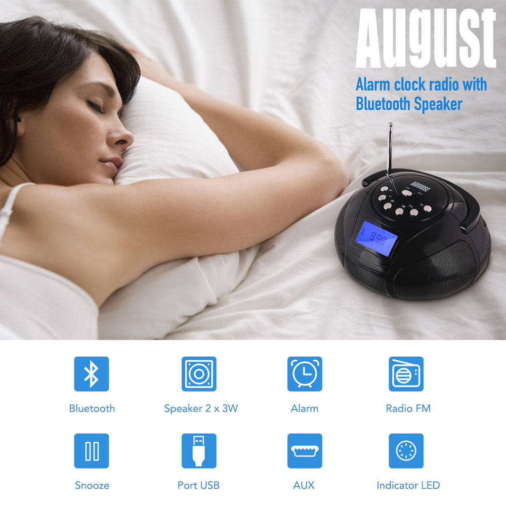 Mini Bluetooth MP3 Stereo System – Portable Radio with Powerful Bluetooth Speaker - August SE20  Black  August  portable speakers   iDaffodil - Consumer Electronics at Affordable Prices