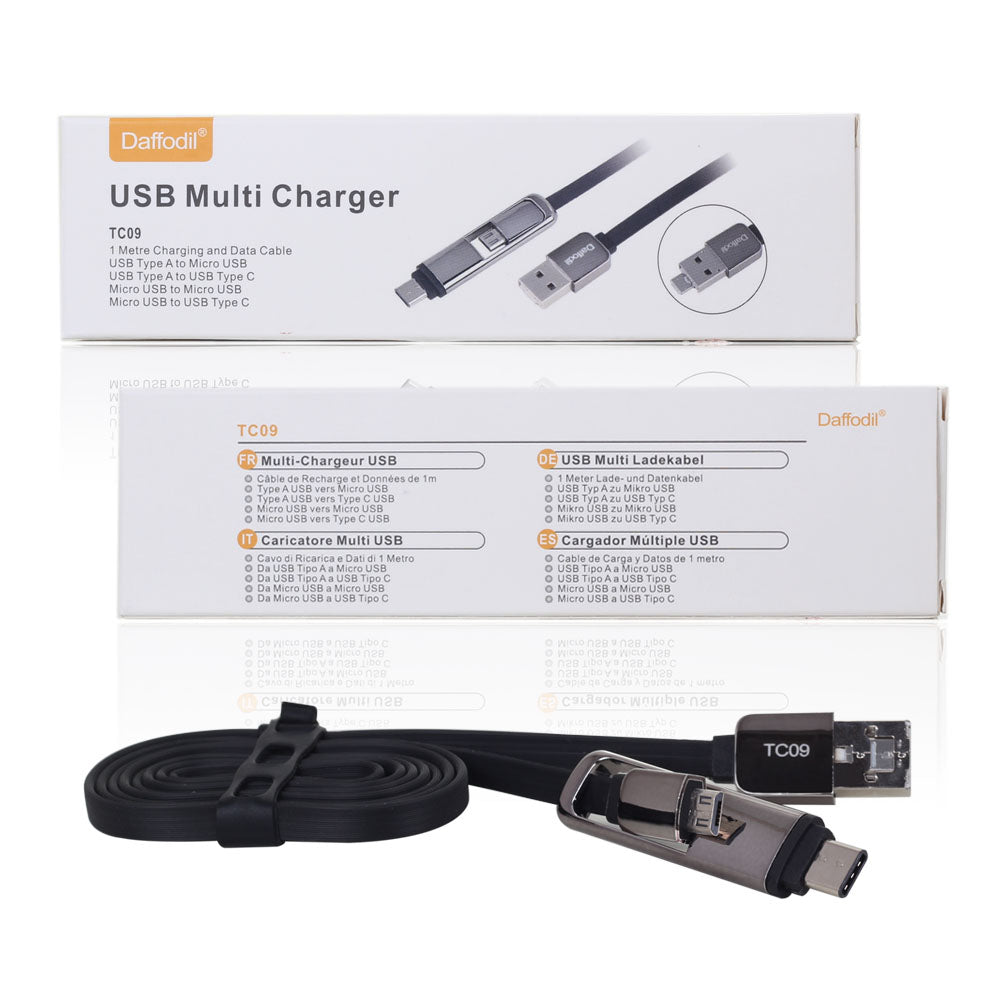 USB Multi Charger Cable - Micro USB / Type C - Daffodil TC09    iDaffodil  Phone Accessories   iDaffodil - Consumer Electronics at Affordable Prices