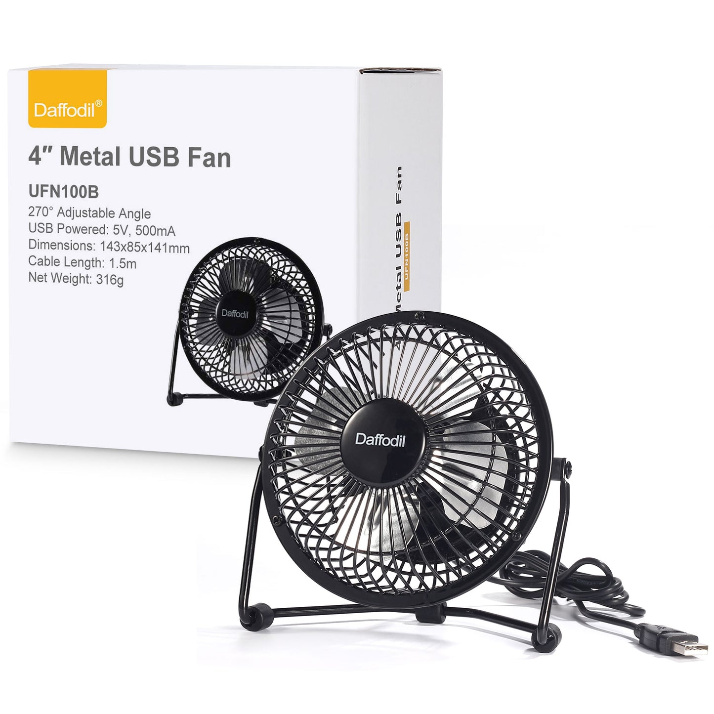 USB Desk Fan - Daffodil UFN100 - Stay Cool at your Desk on Hot Summer Days