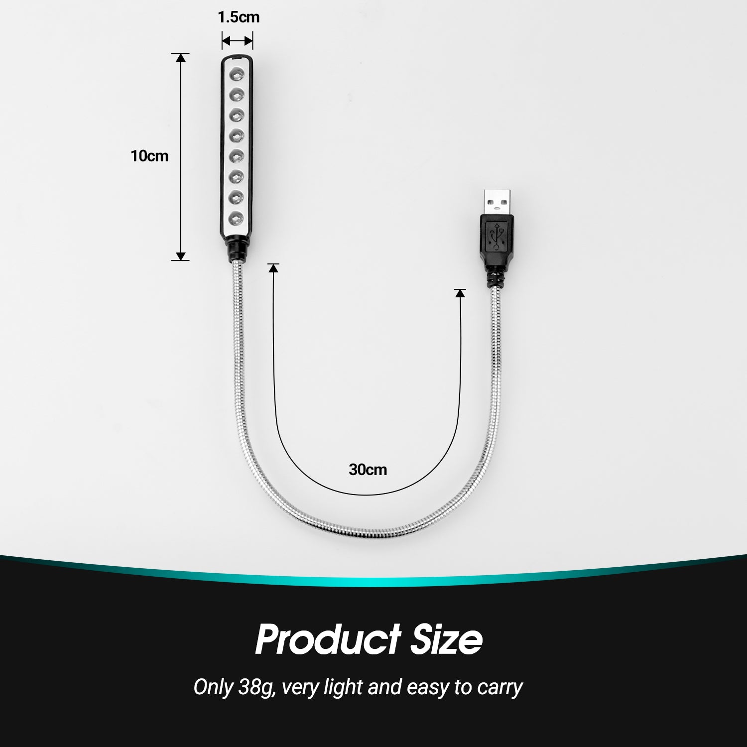 USB LED Light Strip with Flexible Sturdy Gooseneck for Laptops ULT05