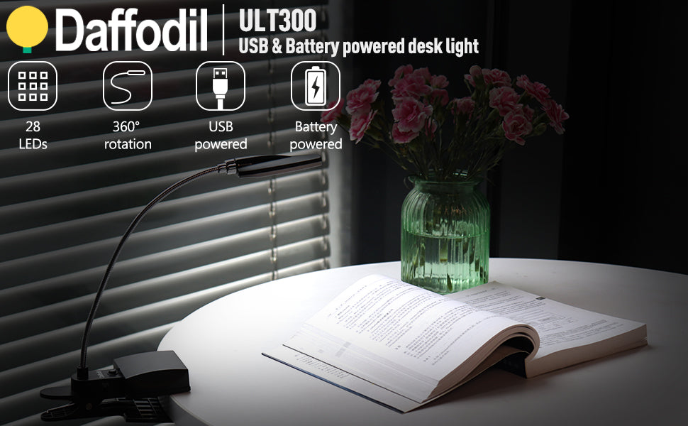 USB Clip On Lighting for Beds / Desk / Shelves Hobby and Bed Reading Light - ULT300