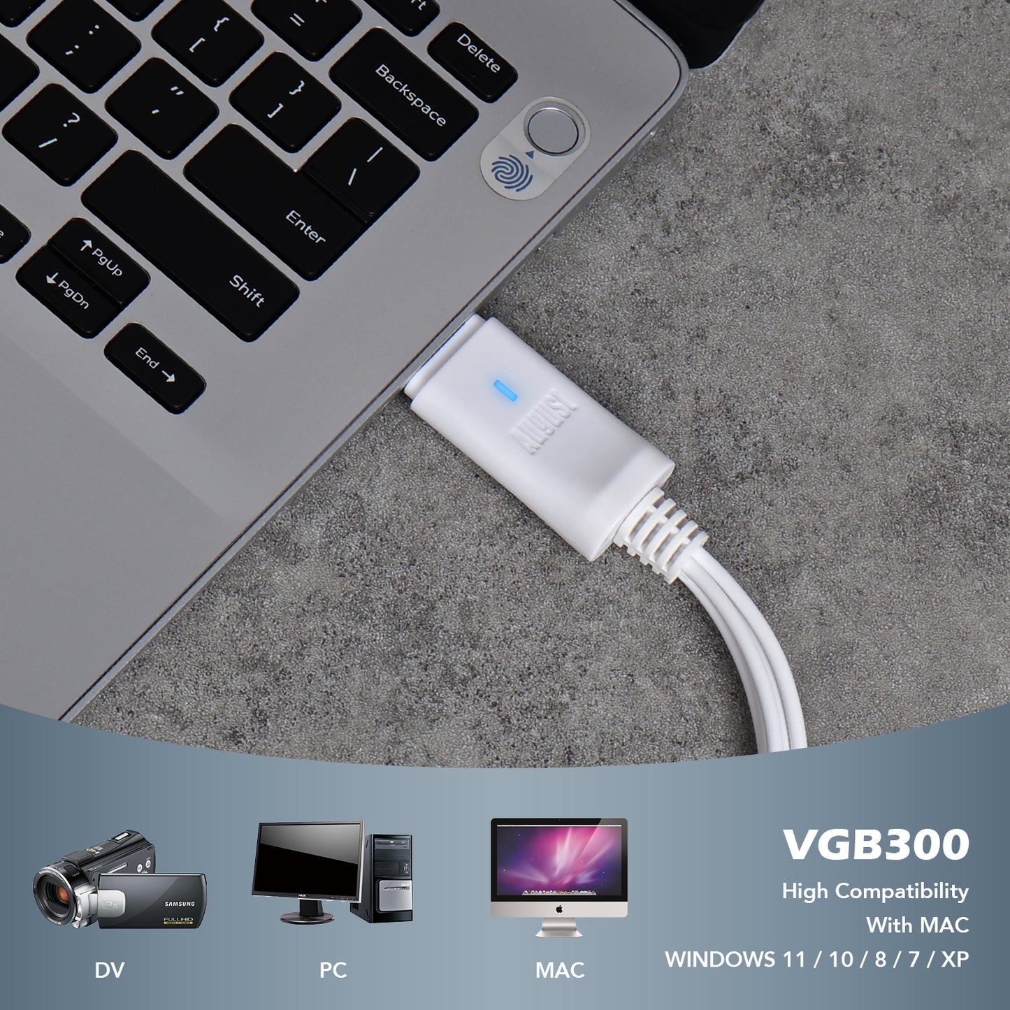 VHS DVD PC Digital Conversion Video Grabber for Windows, MacOS - August VGB300 [Refurbished]