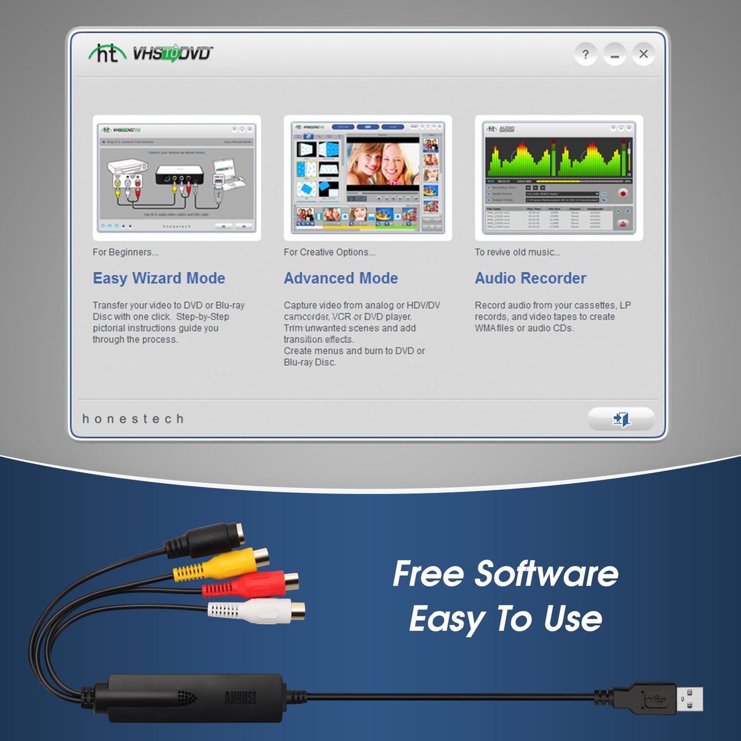 Windows PC VHS to Digital Video Capture Card DVD Hi8 SECAM - August VGB350 [Refurbished]