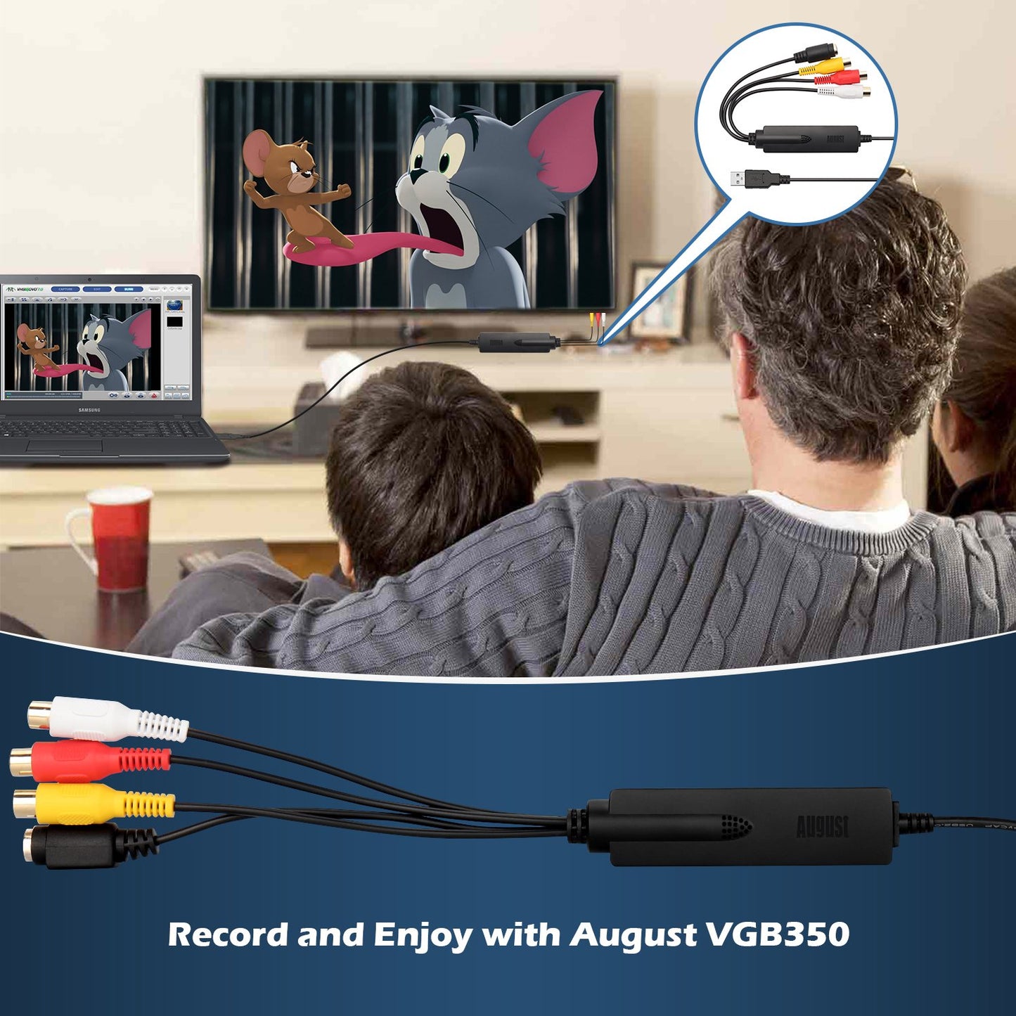 Windows PC VHS to Digital Video Capture Card DVD Hi8 SECAM - August VGB350 [Refurbished]