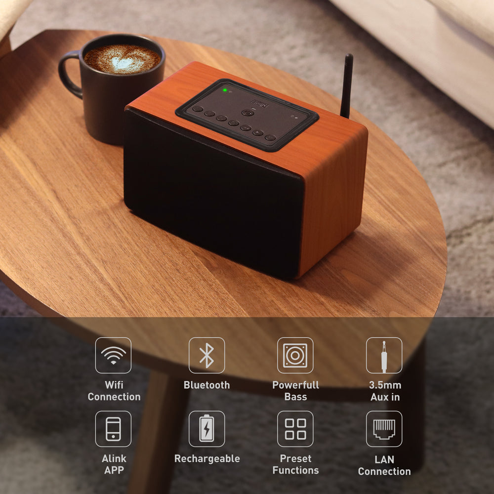 Refurbished - Portable Wifi Speaker Multiroom Speaker System with AUX, USB, Spotify, DLNA, TuneIn - August WS350K