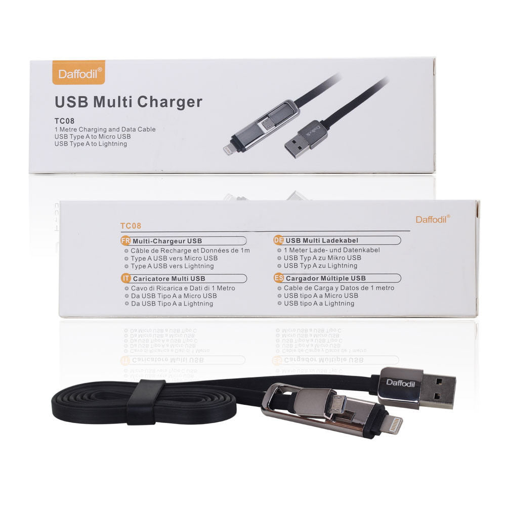 USB Multi Charger Cable - Micro USB / Apple Lightning - Daffodil TC08    iDaffodil  Phone Accessories   iDaffodil - Consumer Electronics at Affordable Prices